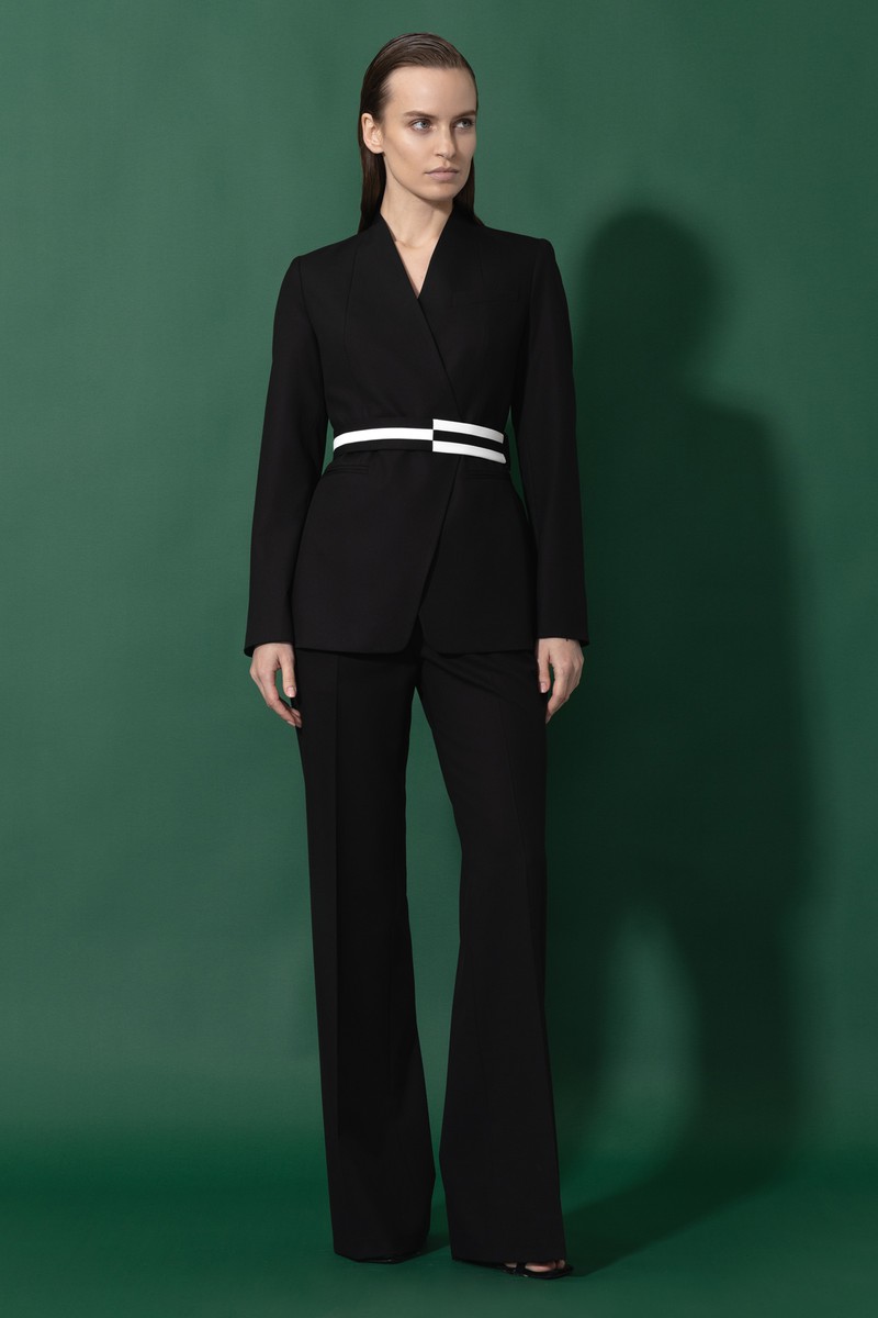 Жакет с акцентным поясом VASSA&Co, пол женский, цвет черный, фото №5