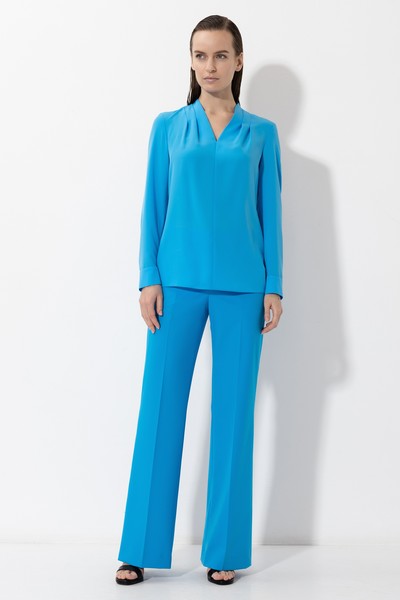 Блузка с декоративными складками VASSA&Co, пол женский, цвет голубой, фото №4