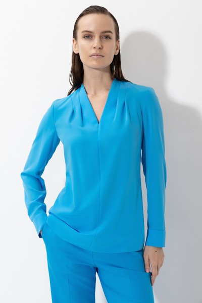 Блузка с декоративными складками VASSA&Co, пол женский, цвет голубой, фото №2