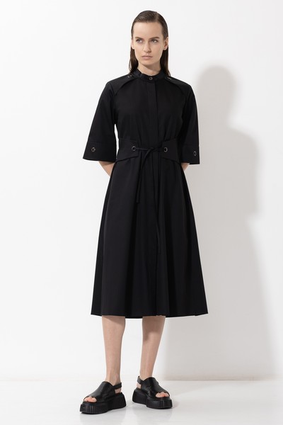 Платье с воротником-стойкой VASSA&Co, пол женский, цвет черный, фото №2