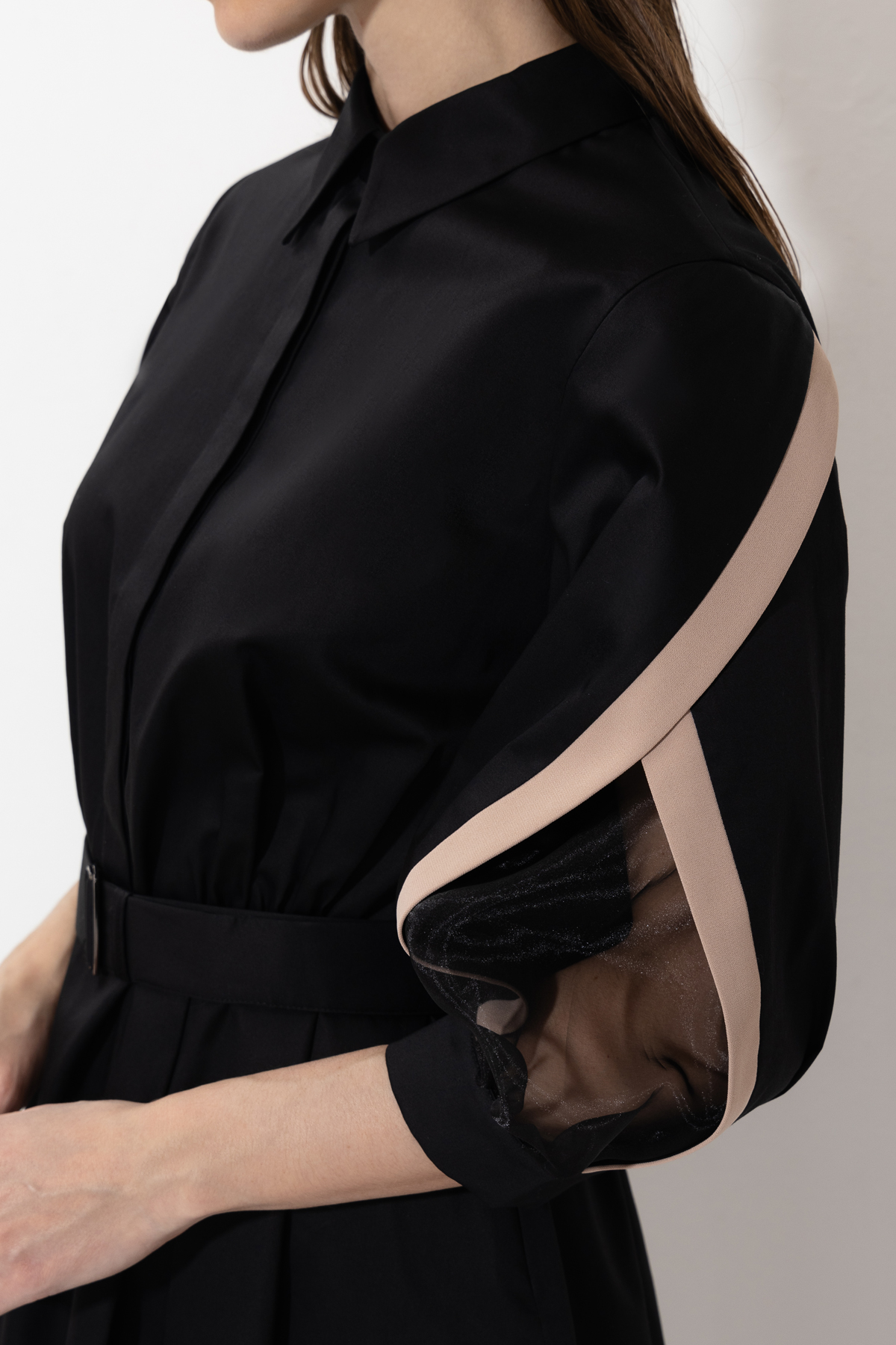 Платье с вставками из органзы VASSA&Co, пол женский, цвет черный