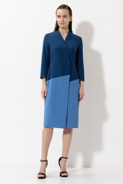 Платье-футляр с контрастной вставкой VASSA&Co, пол женский, цвет синий, фото №2