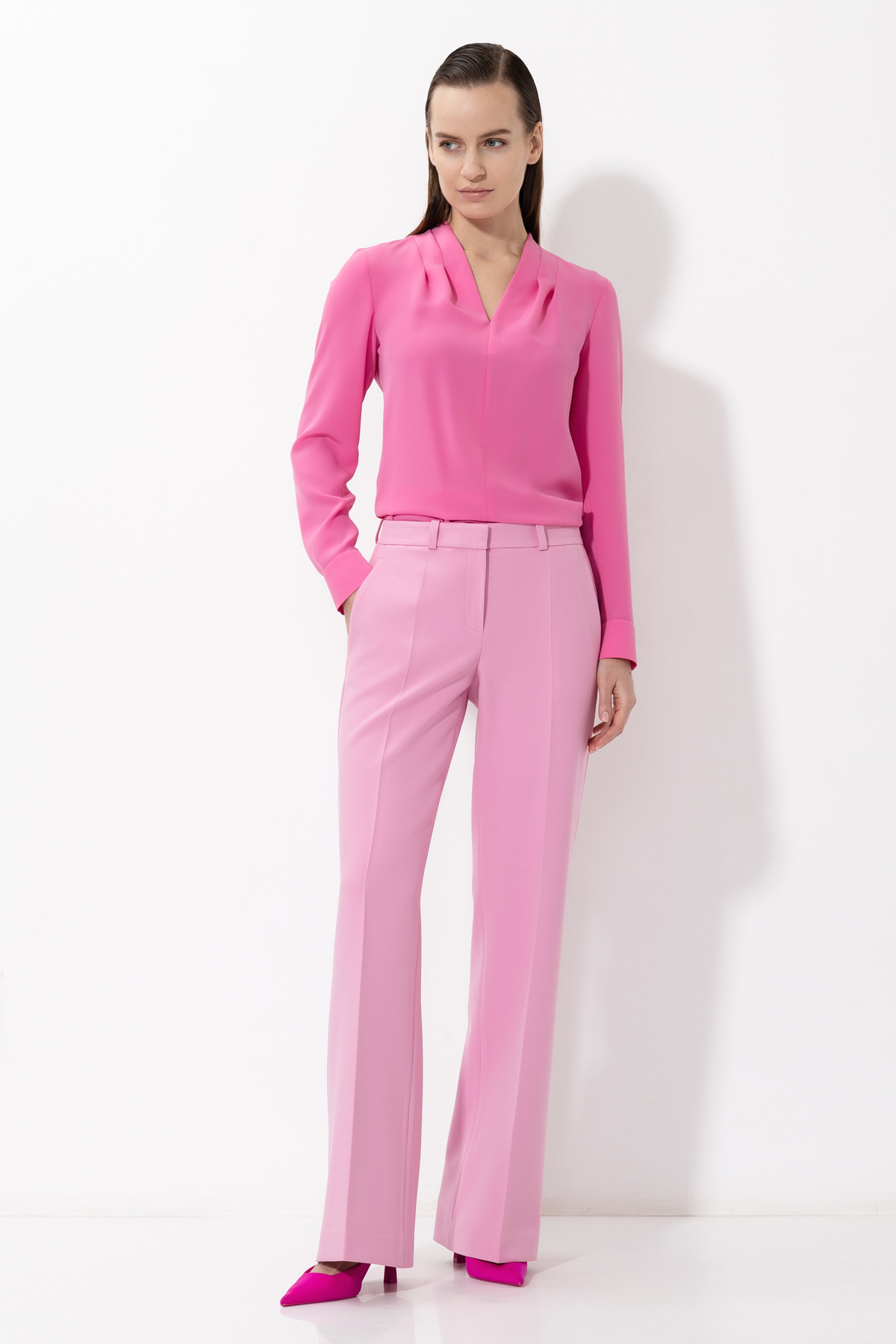 Блузка с декоративными складками VASSA&Co, пол женский, цвет розовый, фото №2