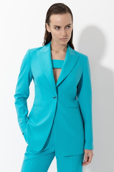 Приталенный жакет VASSA&Co, пол женский, цвет голубой, фото №2