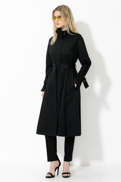 Плащ с воротником-стойкой VASSA&Co, пол female, цвет black, фото №2