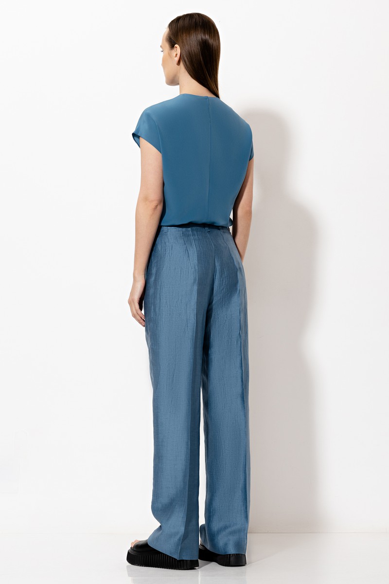 Trousers VASSA&Co, пол female, цвет Голубой, фото №4