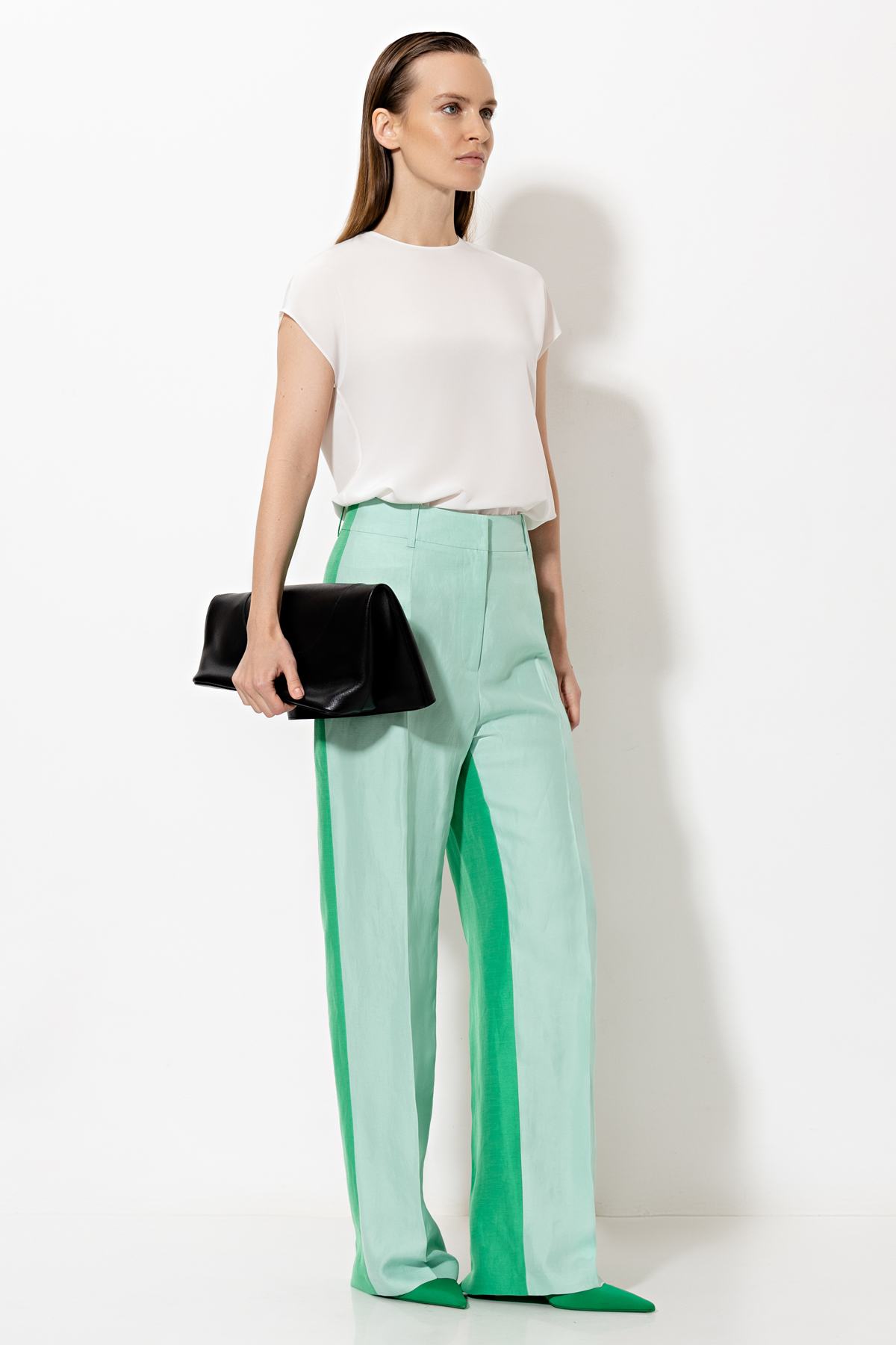 Брюки VASSA&Co, пол женский, цвет голубой, фото №3