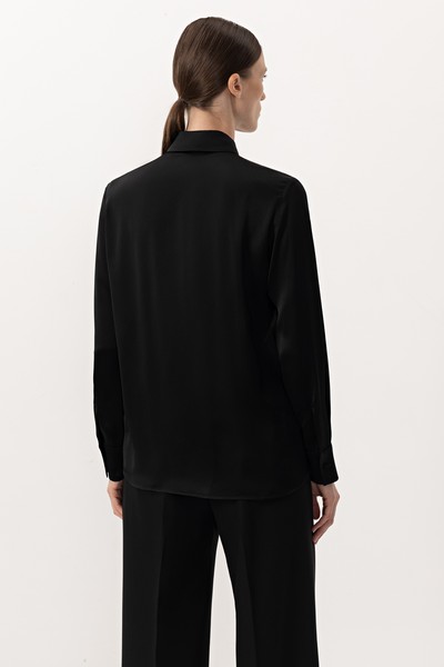 Блузка со съемным галстуком-лентой VASSA&Co, пол женский, цвет черный, фото №5
