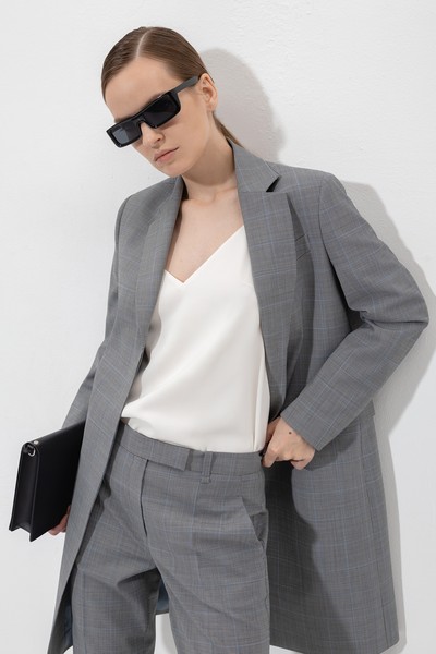 Удлиненный жакет VASSA&Co, пол женский, цвет серый, фото №2