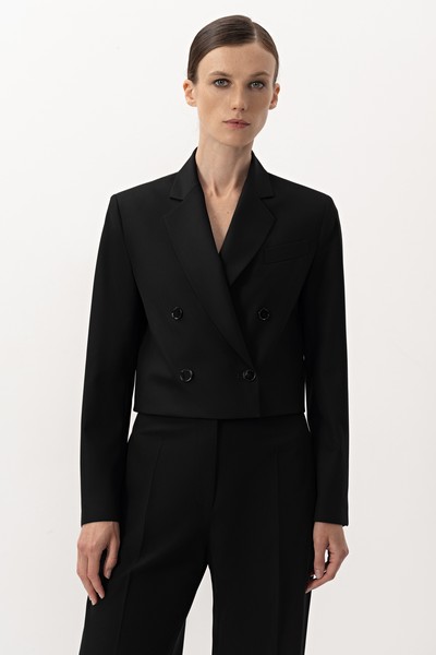 Укороченный жакет VASSA&Co, пол женский, цвет черный, фото №5