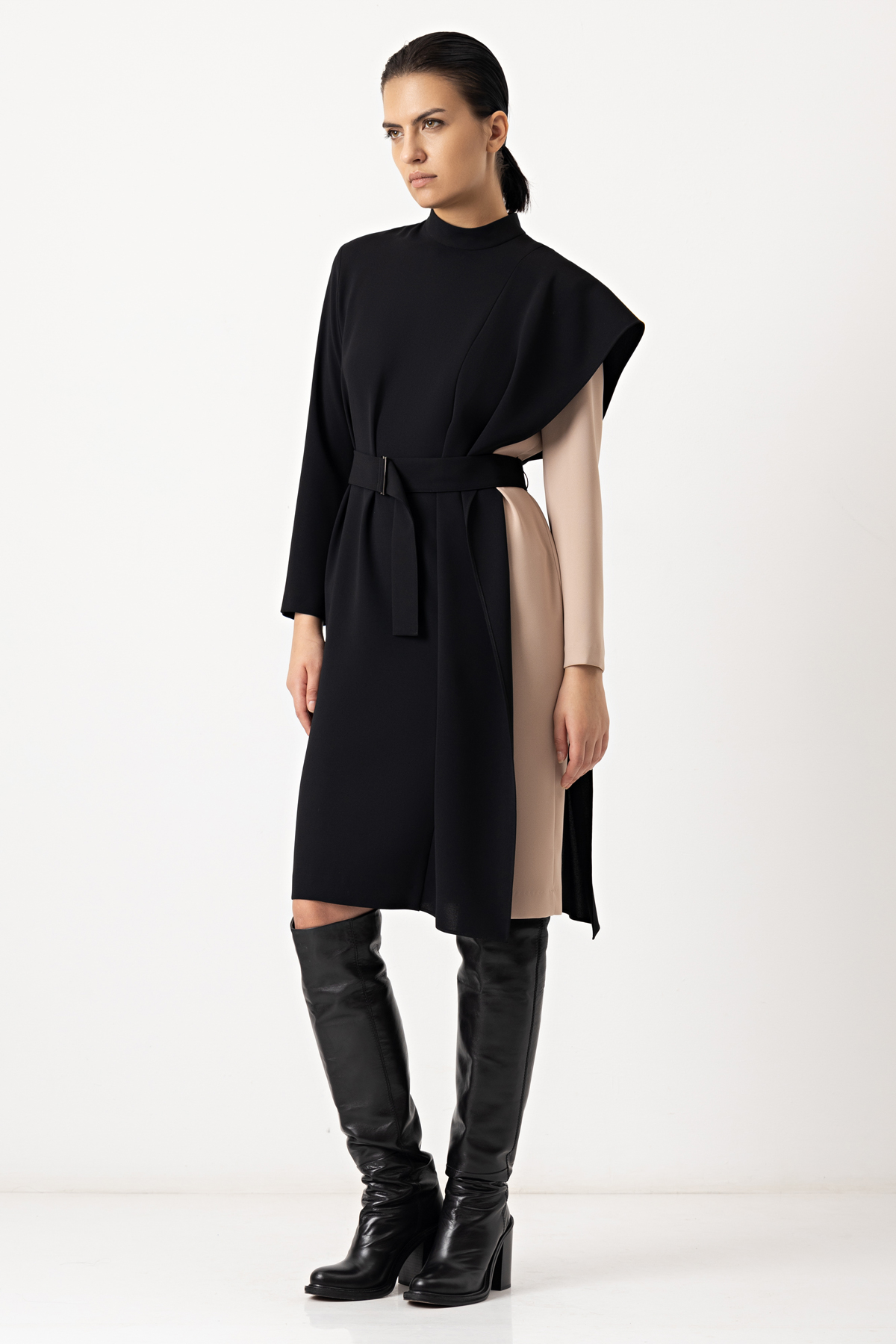 Платье с драпировкой VASSA&Co, пол женский, цвет черный