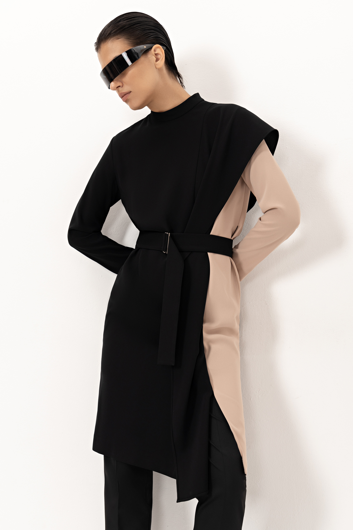 Платье с драпировкой VASSA&Co, пол женский, цвет черный