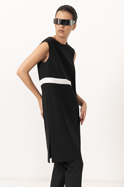 Удлиненный жилет с разрезом VASSA&Co, пол женский, цвет черный, фото №2