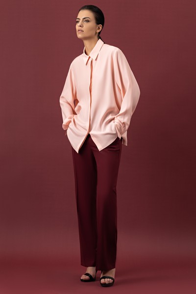 Блузка из шелка VASSA&Co, пол женский, цвет розовый, фото №5