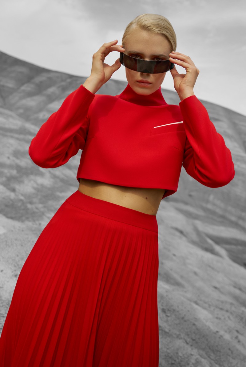 Кроп-жакет VASSA&Co, пол женский, цвет красный, фото №5