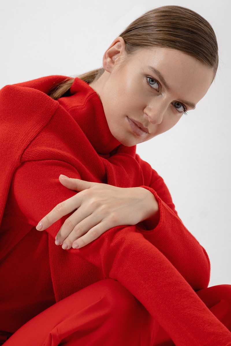 Водолазка свободного кроя из шерсти и кашемира VASSA&Co, пол female, цвет red, фото №5