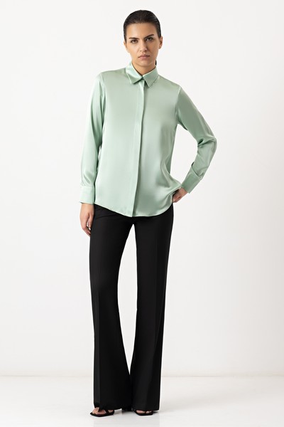 Блузка из шелка VASSA&Co, пол женский, цвет зеленый, фото №3