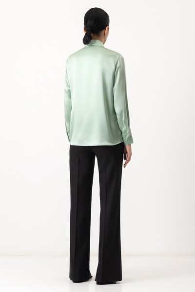 Блузка из шелка VASSA&Co, пол женский, цвет зеленый, фото №2