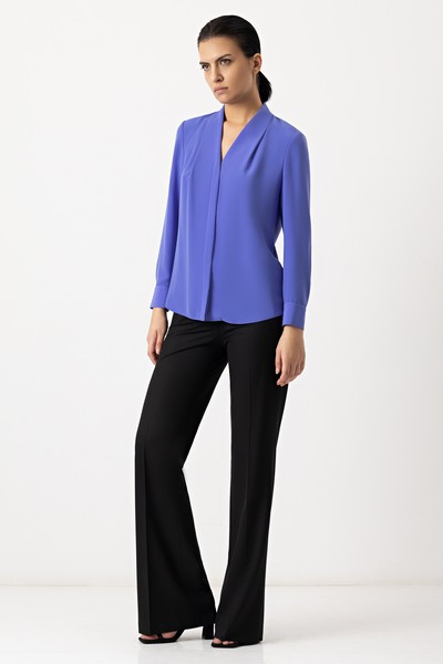 Блузка с драпированной горловиной VASSA&Co, пол женский, цвет синий, фото №2