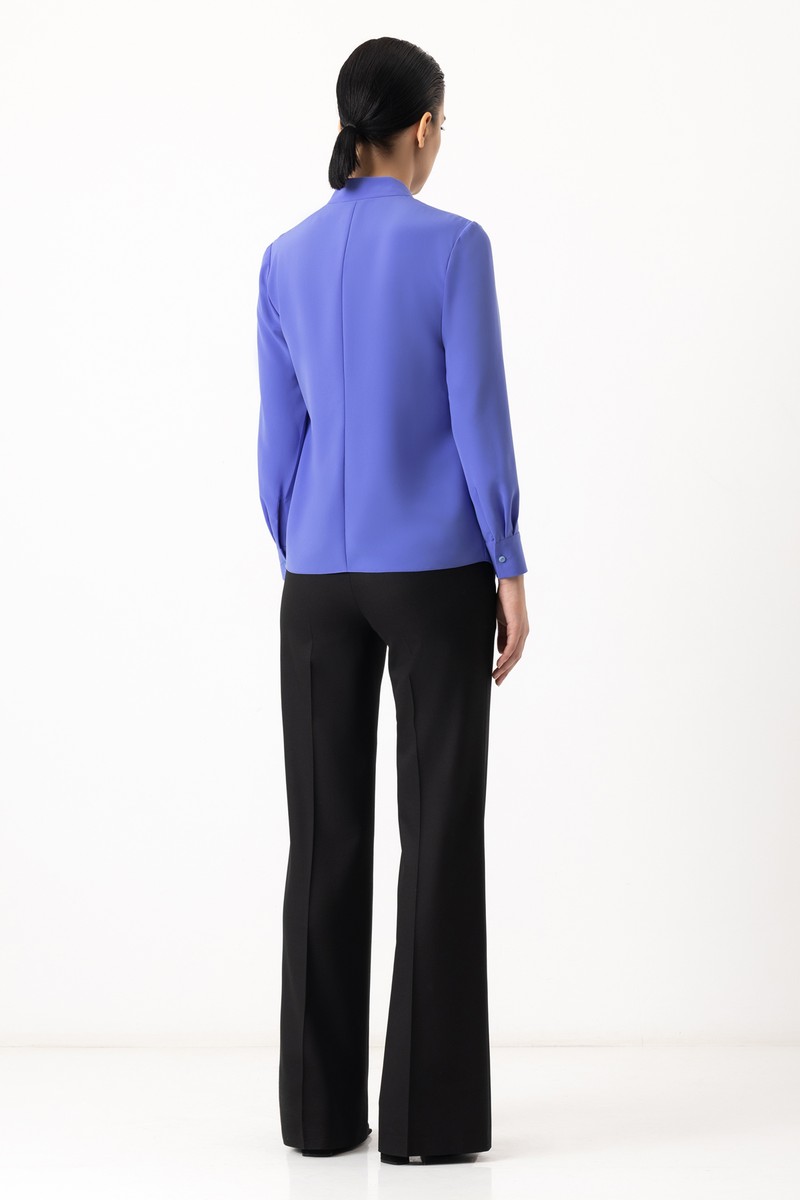 Блузка с драпированной горловиной VASSA&Co, пол женский, цвет синий, фото №5