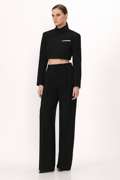 Кроп-жакет VASSA&Co, пол женский, цвет черный, фото №7