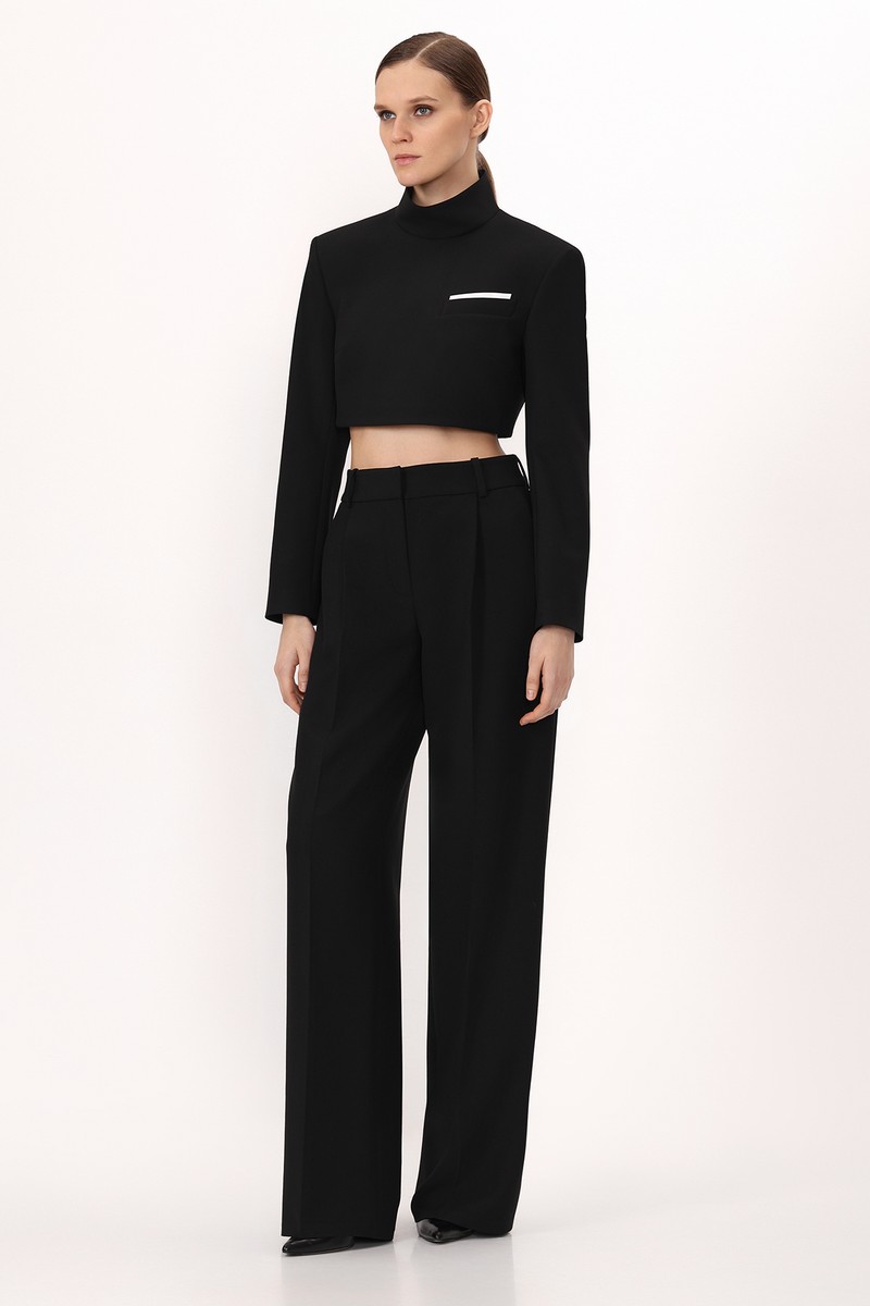 Кроп-жакет VASSA&Co, пол женский, цвет черный, фото №7