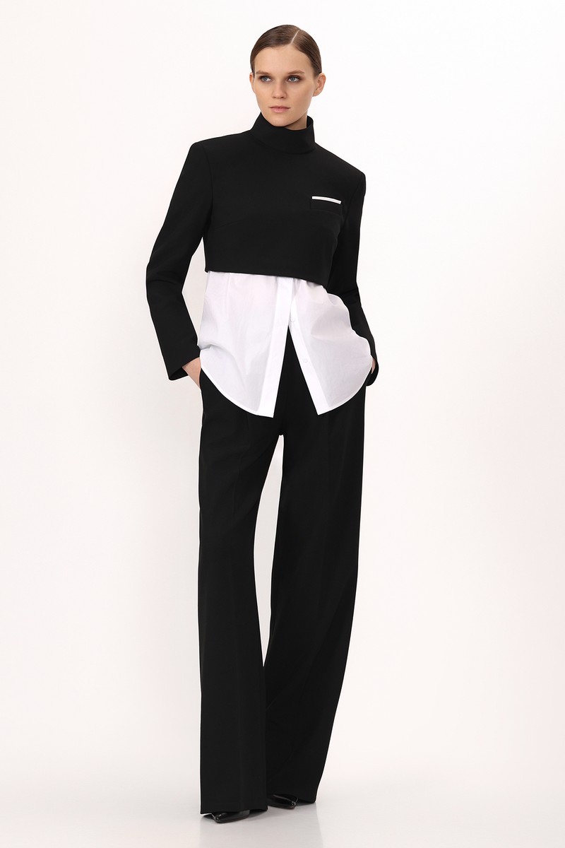 Кроп-жакет VASSA&Co, пол женский, цвет черный, фото №4