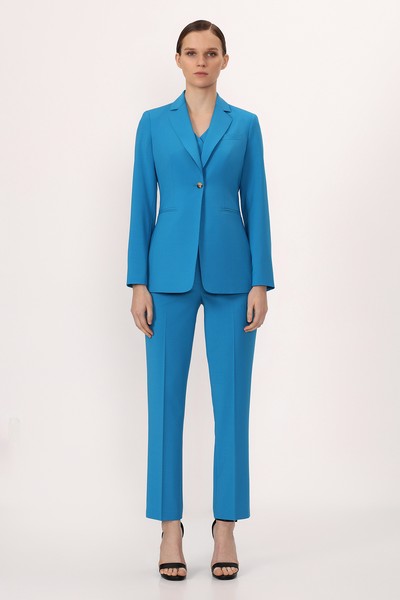 Приталенный жакет VASSA&Co, пол женский, цвет голубой, фото №3