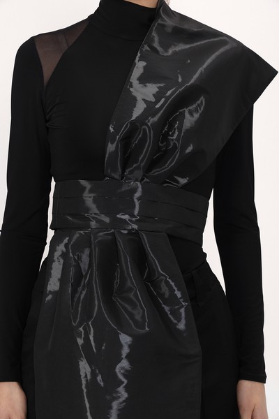 Асимметричный жилет на одно плечо VASSA&Co, пол женский, цвет черный, фото №4