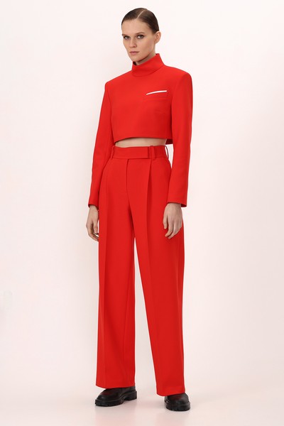 Кроп-жакет VASSA&Co, пол женский, цвет красный, фото №2