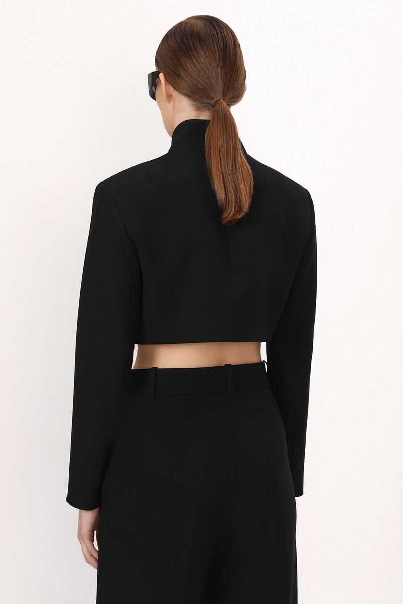 Кроп-жакет VASSA&Co, пол женский, цвет черный, фото №8