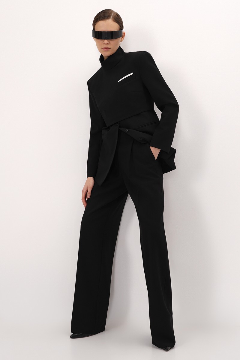 Кроп-жакет VASSA&Co, пол женский, цвет черный, фото №6