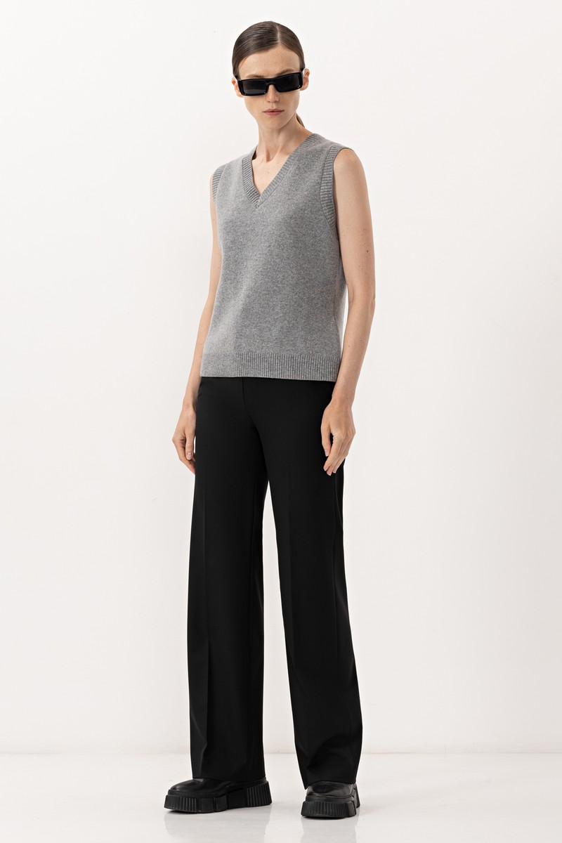 Жилет из шерсти и кашемира VASSA&Co, пол женский, цвет серый, фото №3