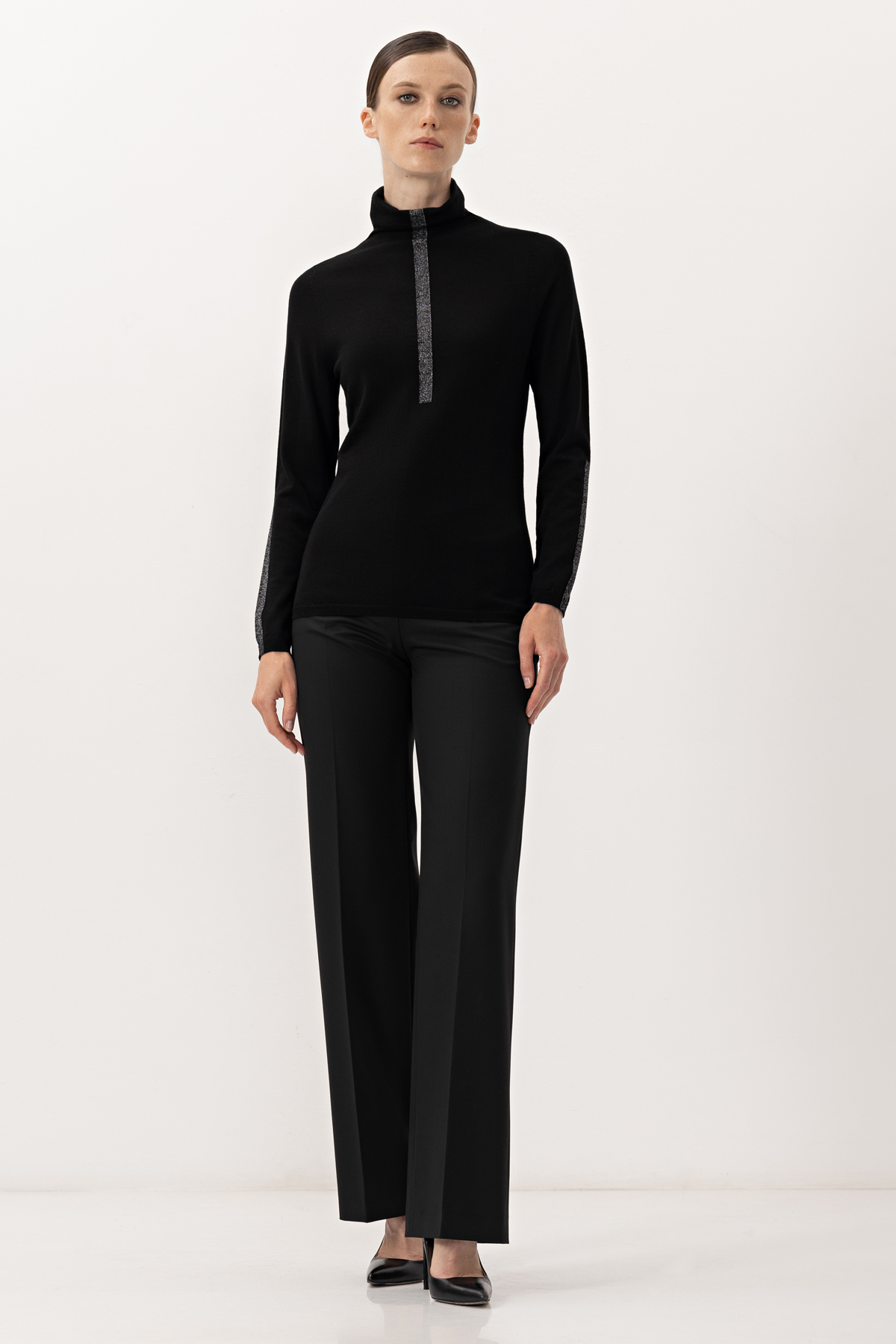 Водолазка с люрексом VASSA&Co, пол female, цвет black, фото №4