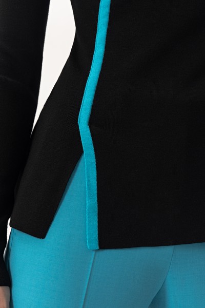 Водолазка с контрастными элементами VASSA&Co, пол женский, цвет черный, фото №4