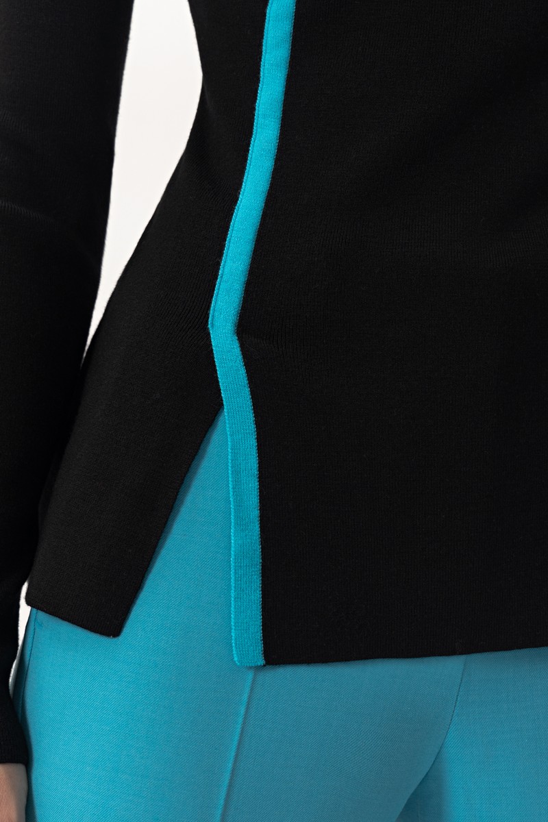 Водолазка с контрастными элементами VASSA&Co, пол женский, цвет черный, фото №4