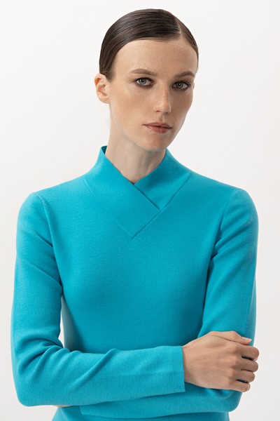 Водолазка из шерсти VASSA&Co, пол женский, цвет голубой, фото №3