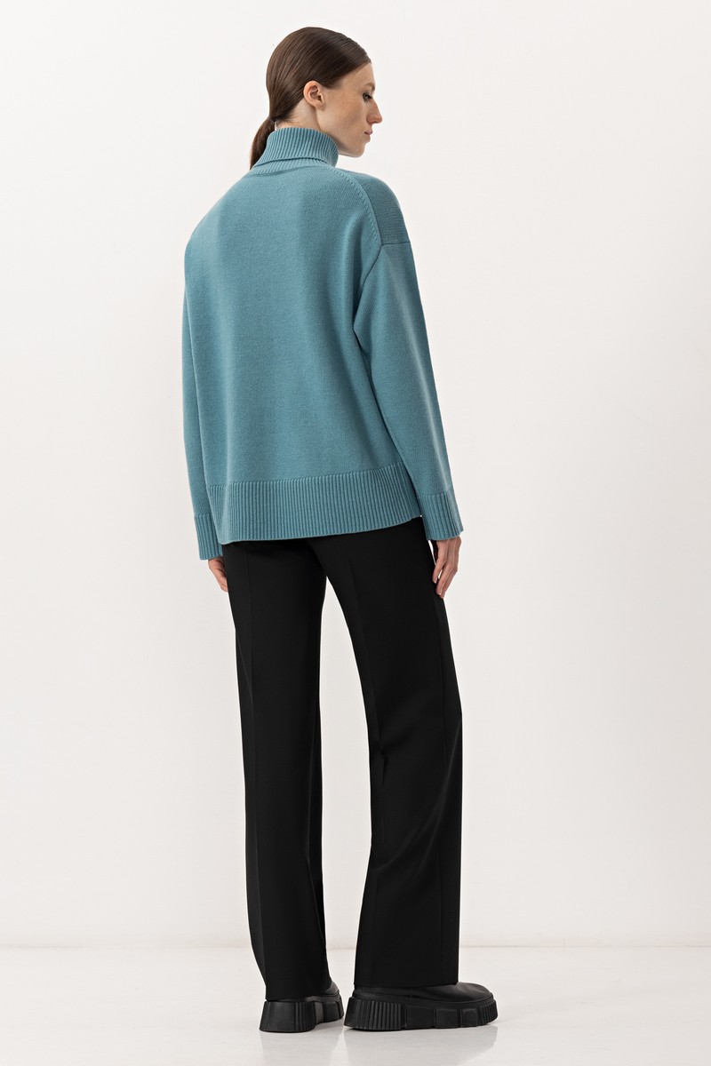 Джемпер из шерсти и кашемира VASSA&Co, пол female, цвет голубой, фото №3