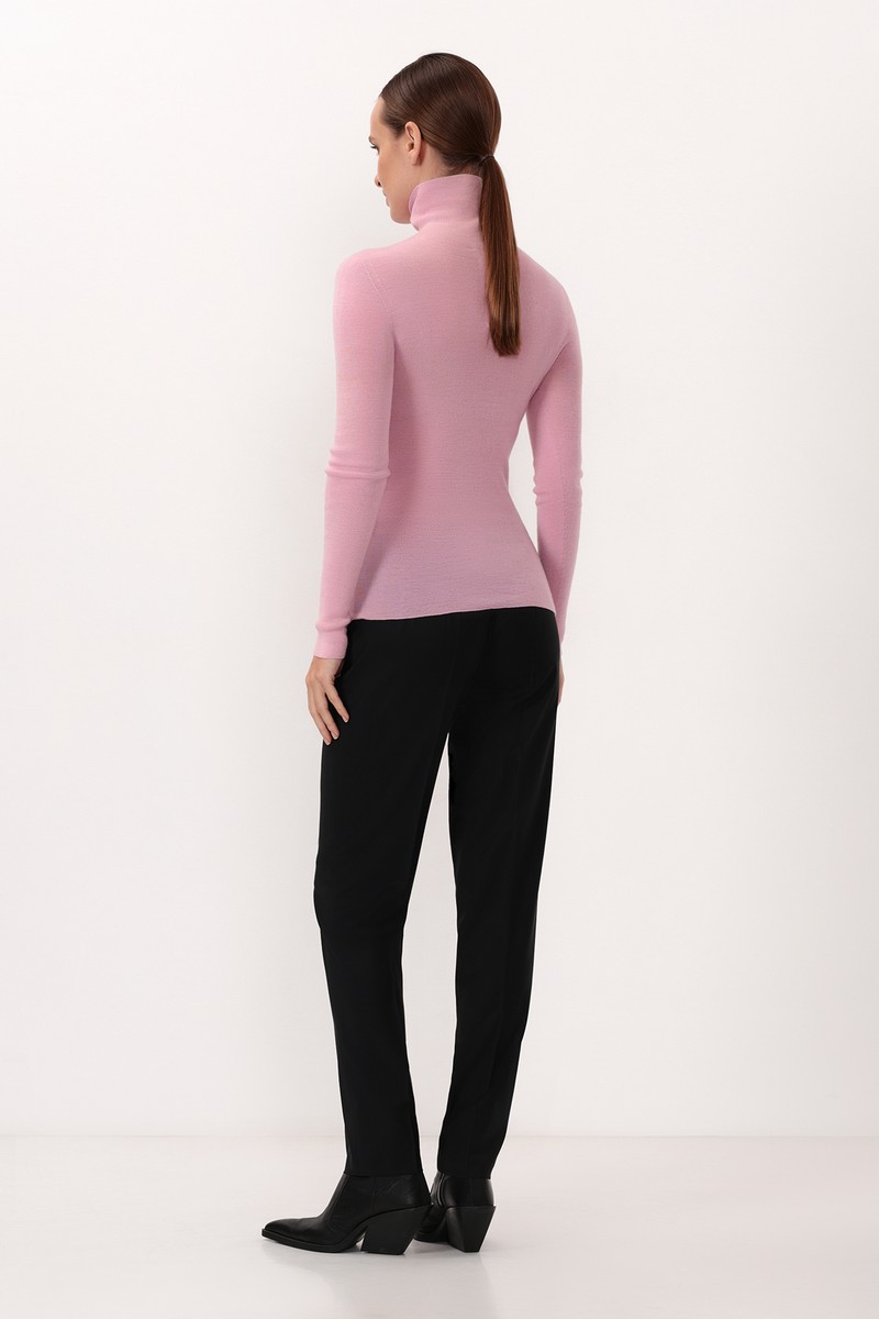 Водолазка из шерсти мериноса VASSA CODE, пол женский, цвет розовый, фото №3