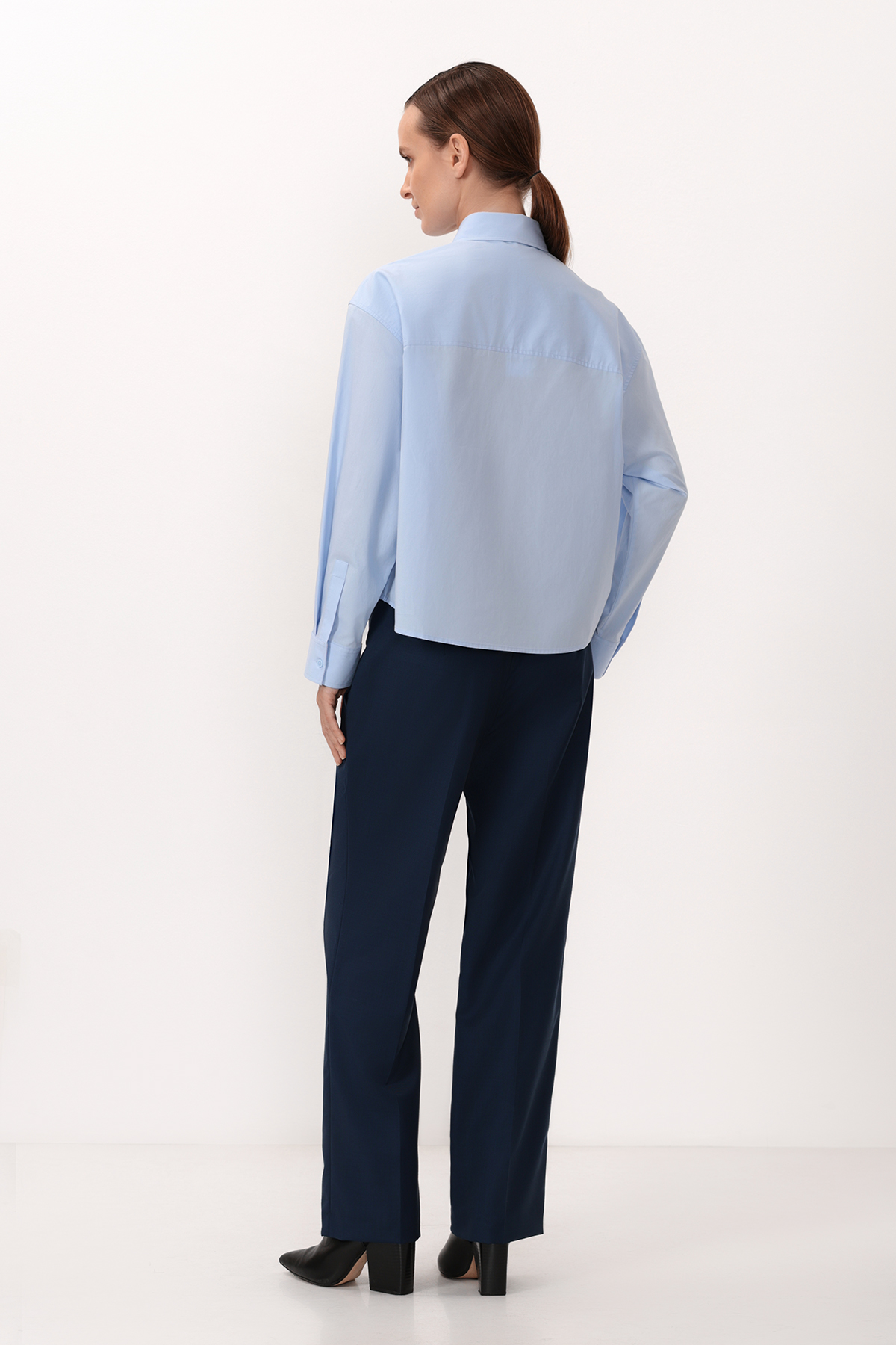 Укороченная рубашка , пол женский, цвет голубой, фото №2