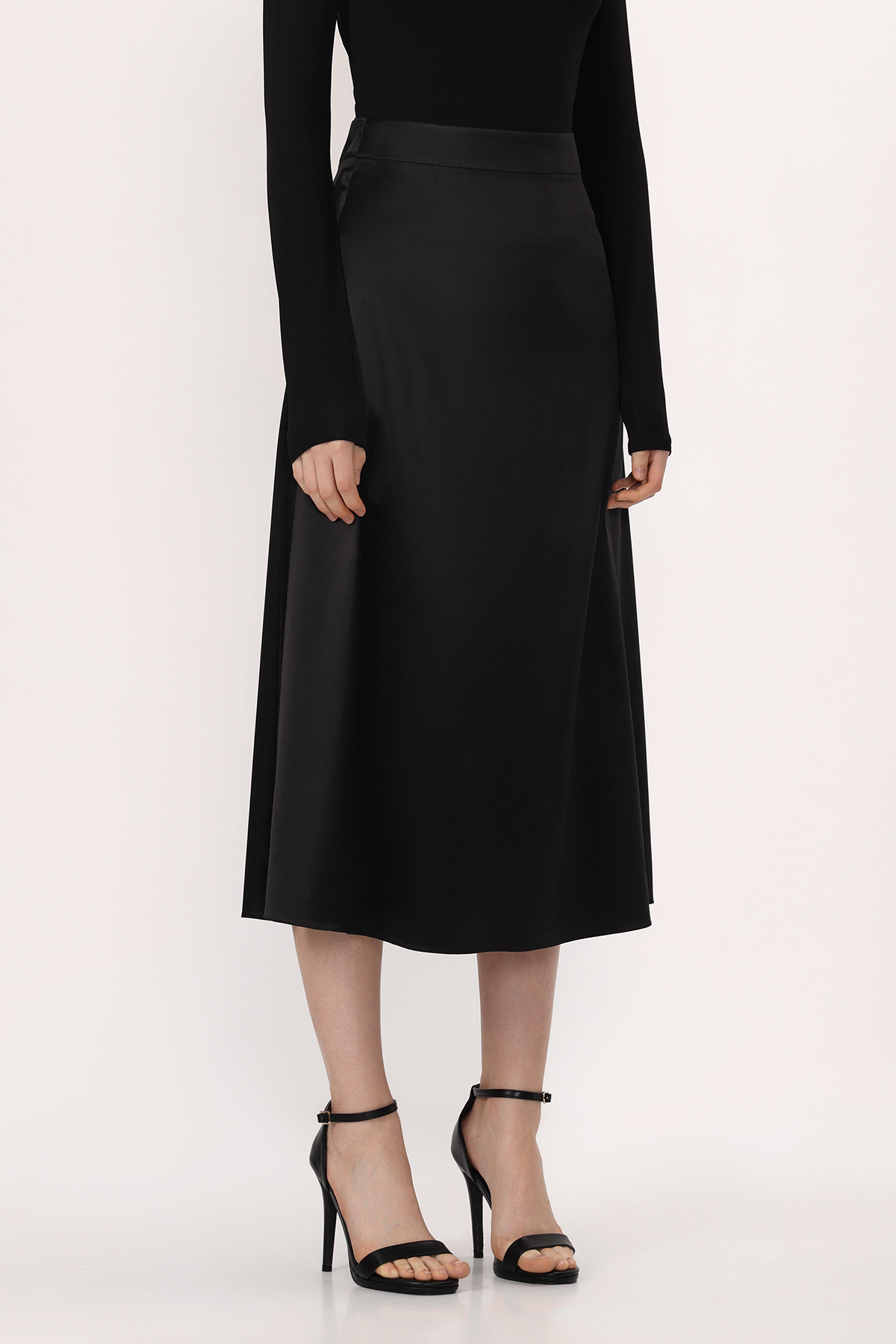 Юбка из шелка VASSA&Co, пол женский, цвет черный, фото №3