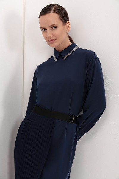 Платье со съемным фартуком VASSA&Co, пол female, цвет синий, фото №4