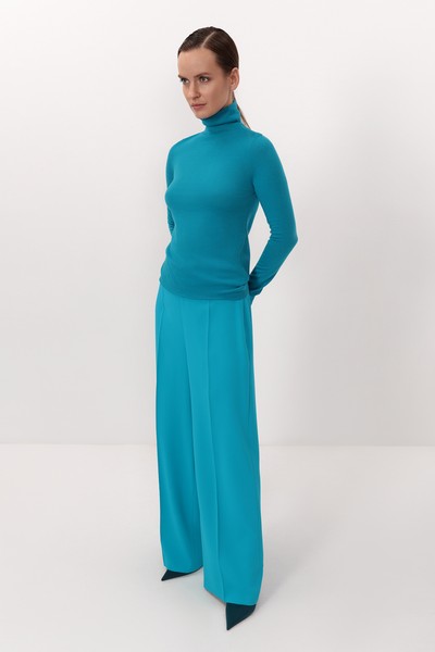 Брюки свободного силуэта VASSA&Co, пол женский, цвет голубой, фото №2