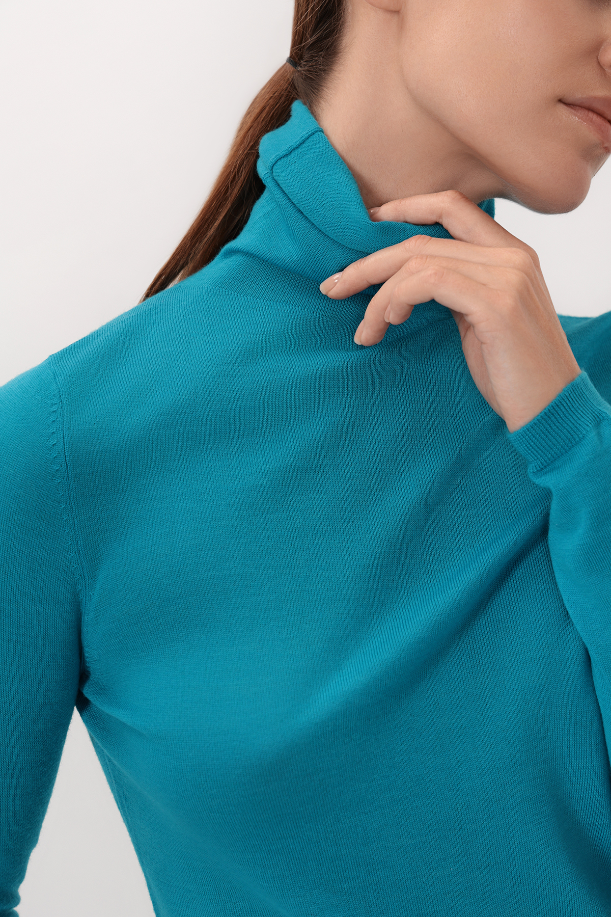 Водолазка из шерсти VASSA&Co, пол женский, цвет голубой