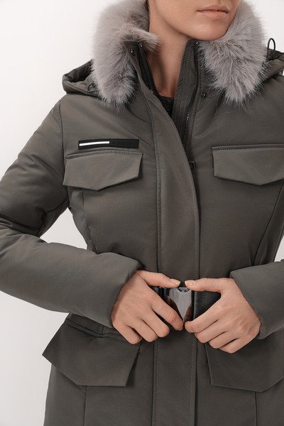 Утепленное пальто VASSA CODE, пол женский, цвет серый, фото №2