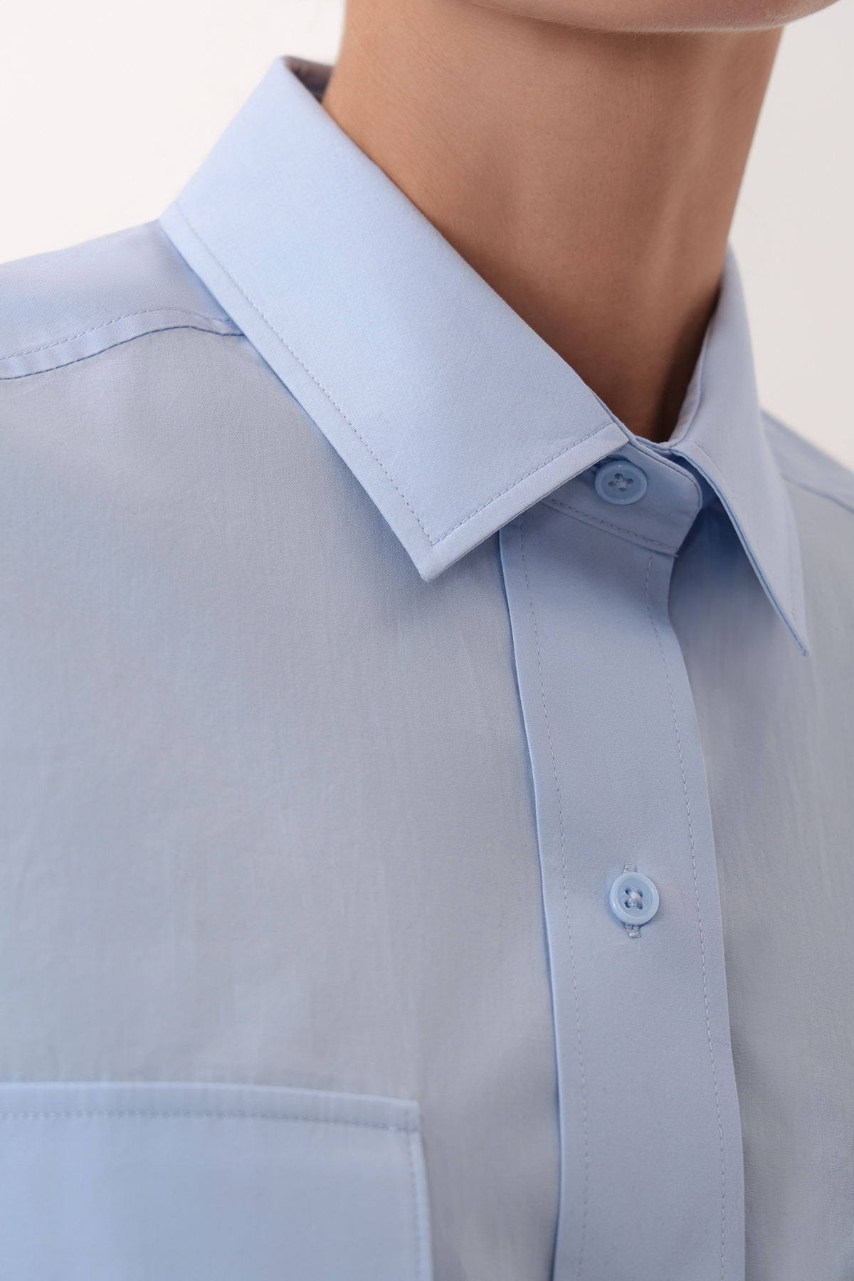 Укороченная рубашка , пол женский, цвет голубой, фото №3