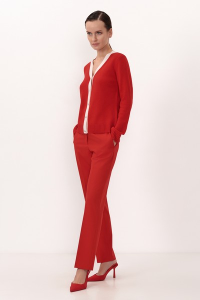 Кардиган из шерсти и кашемира VASSA&Co, пол женский, цвет красный, фото №4