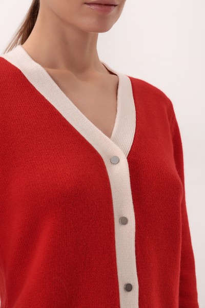 Кардиган из шерсти и кашемира VASSA&Co, пол женский, цвет красный, фото №3