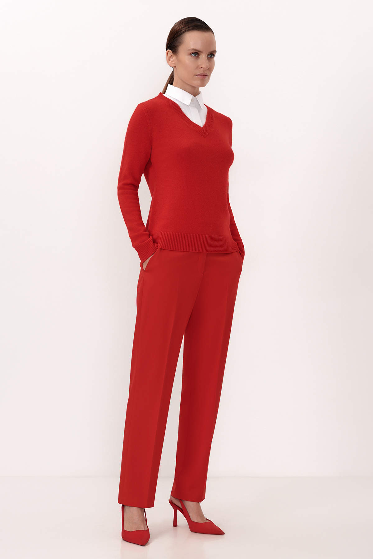 Джемпер со съемной манишкой VASSA&Co, пол female, цвет Red
