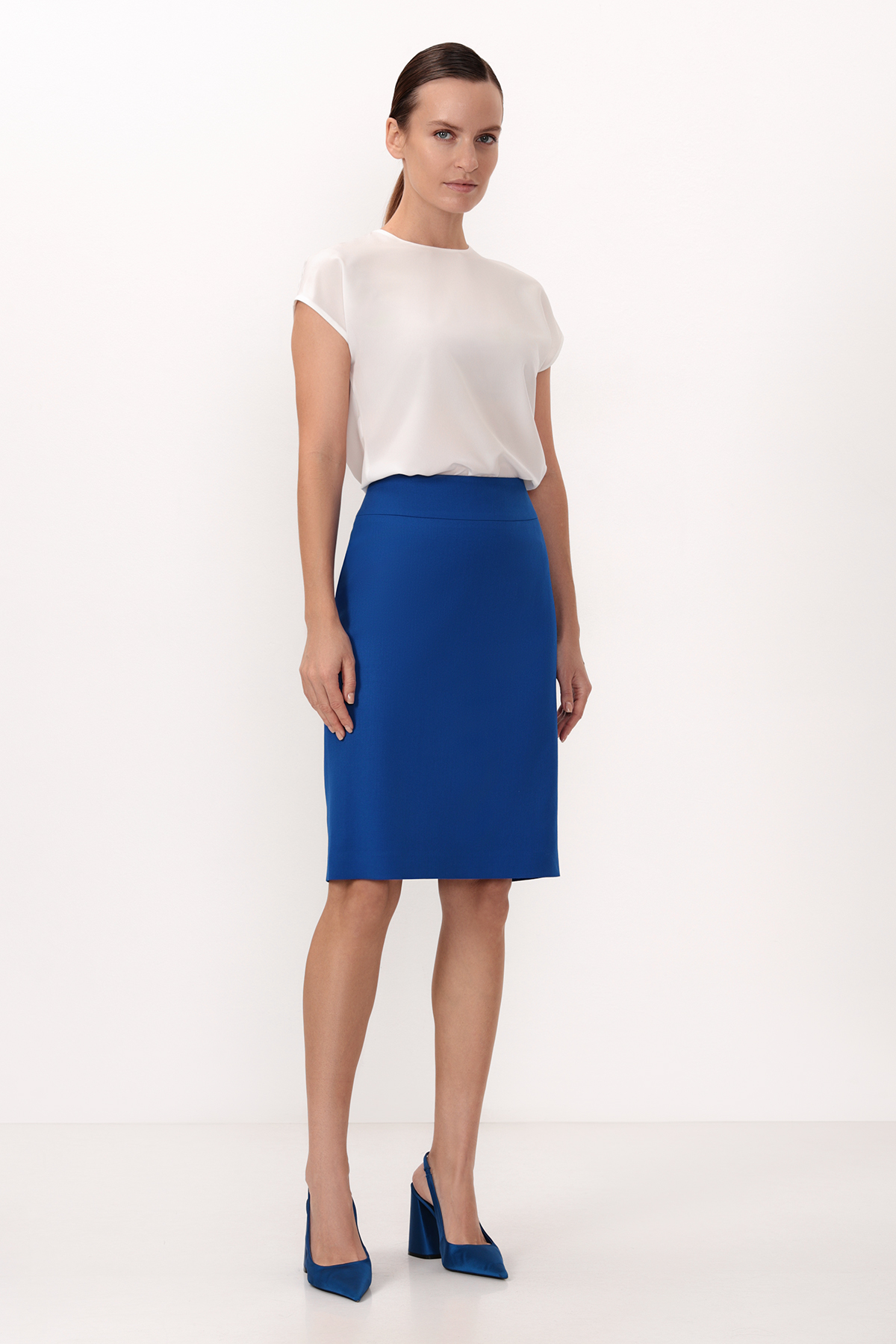 Юбка-карандаш VASSA&Co, пол женский, цвет синий